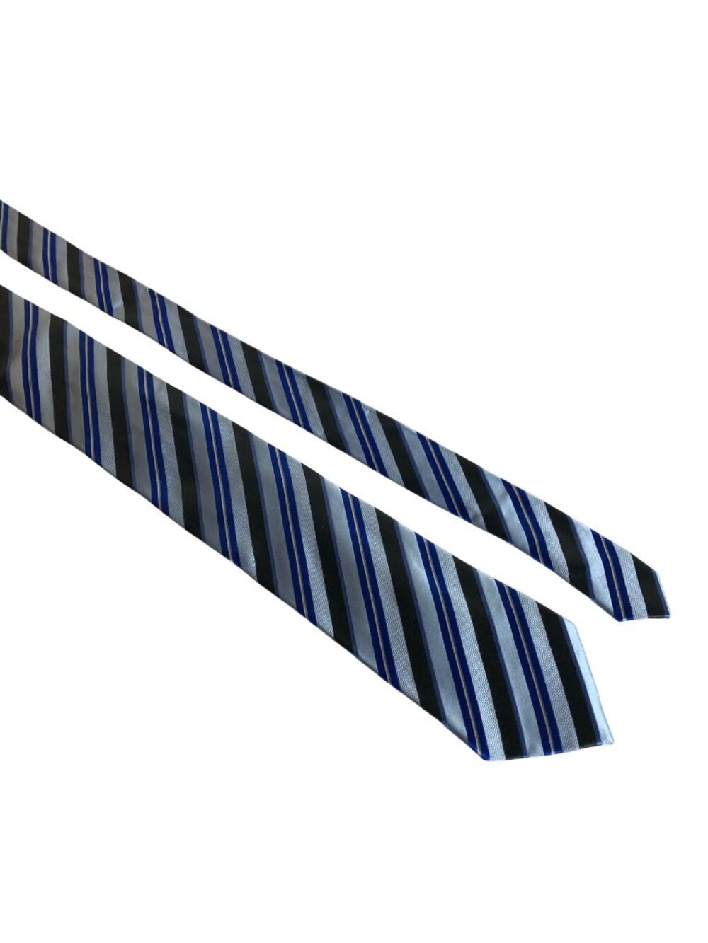 Geoffrey Beene Mens Silk Tie Striped Blue Gray Accessory Office Work Formal Gift